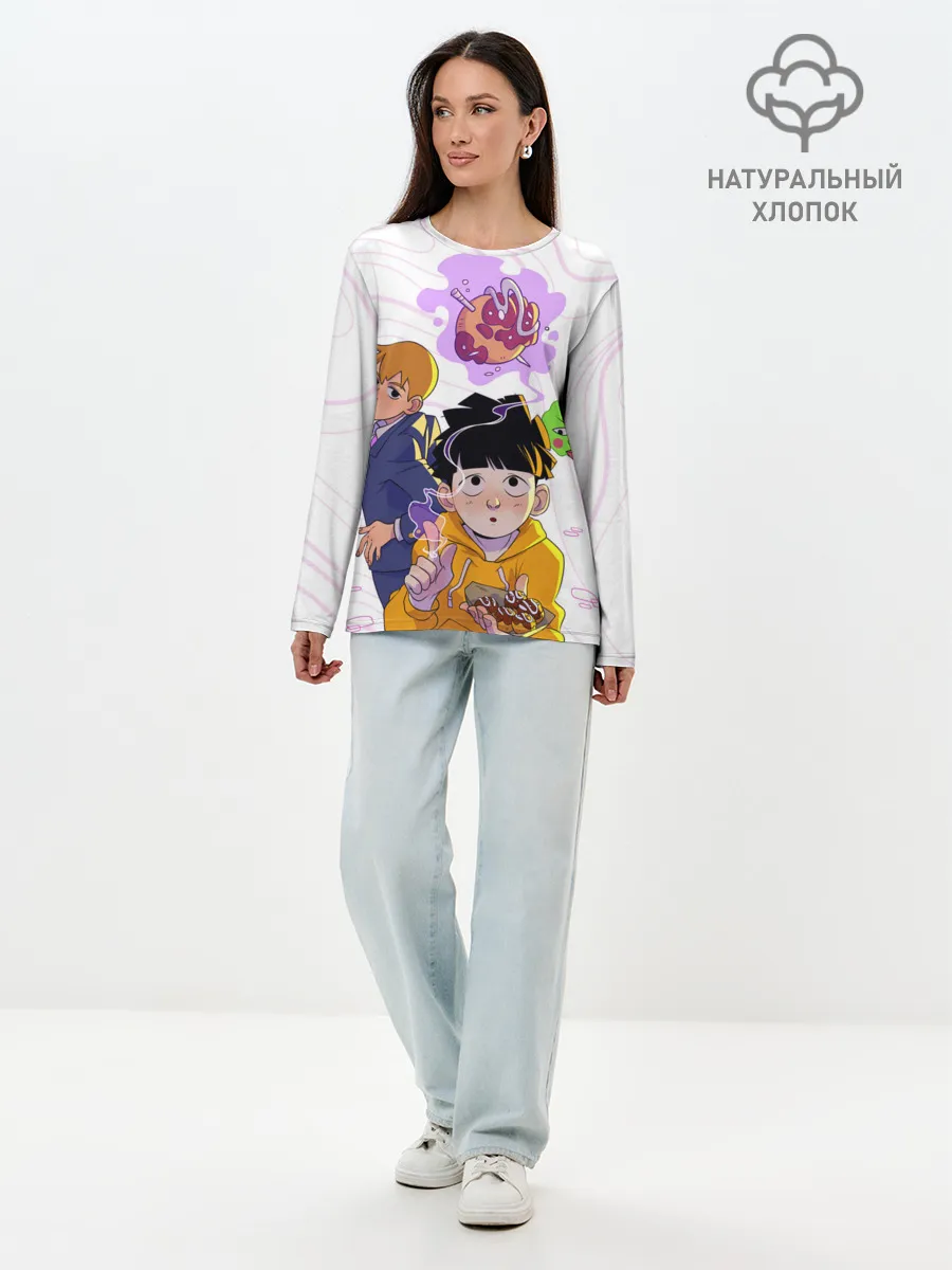 Лонгслив женский. Хлопок / Моб Психо 100