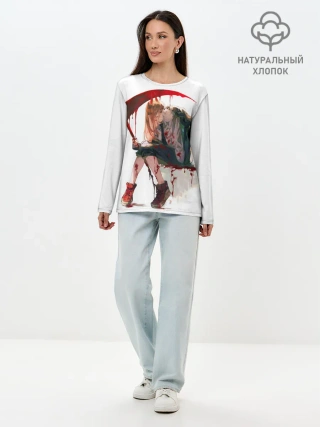 Лонгслив женский. Хлопок / Человек Бензопила Аниме