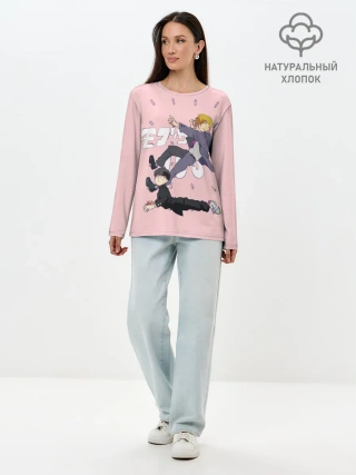 Лонгслив женский. Хлопок / Моб Психо 100