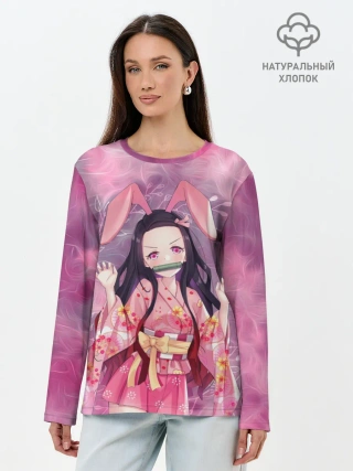 Лонгслив женский. Хлопок / Незуко Камадо