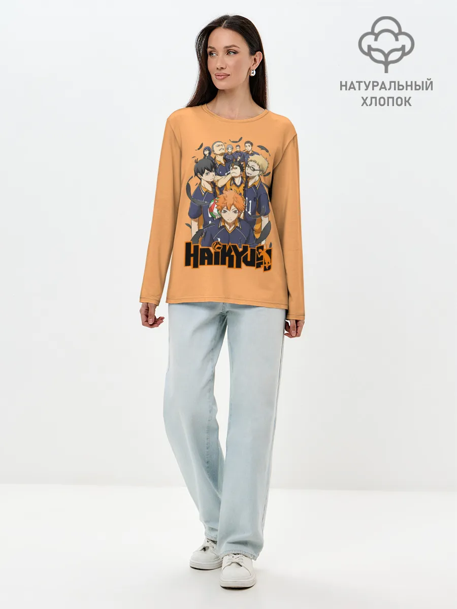 Лонгслив женский. Хлопок / Аниме Волейбол