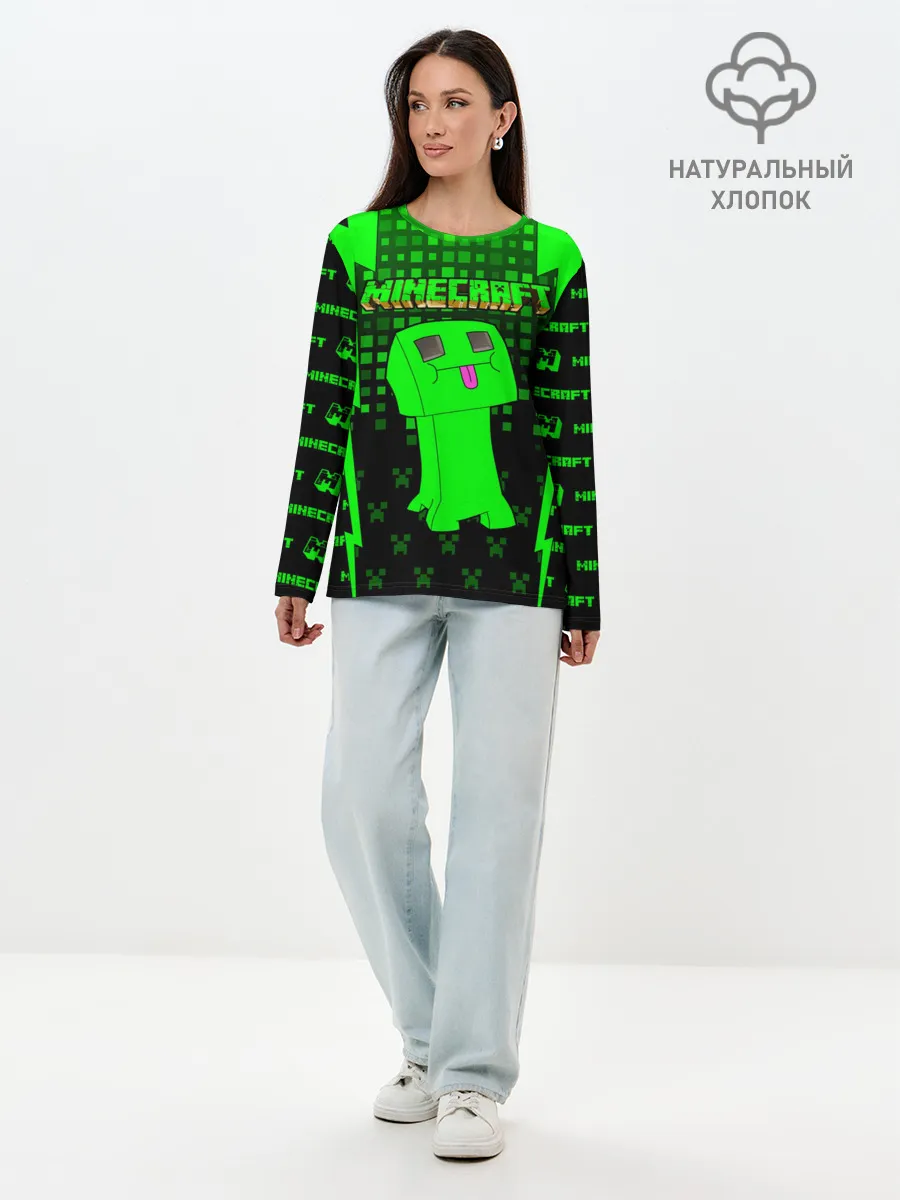 Лонгслив женский. Хлопок / Minecraft