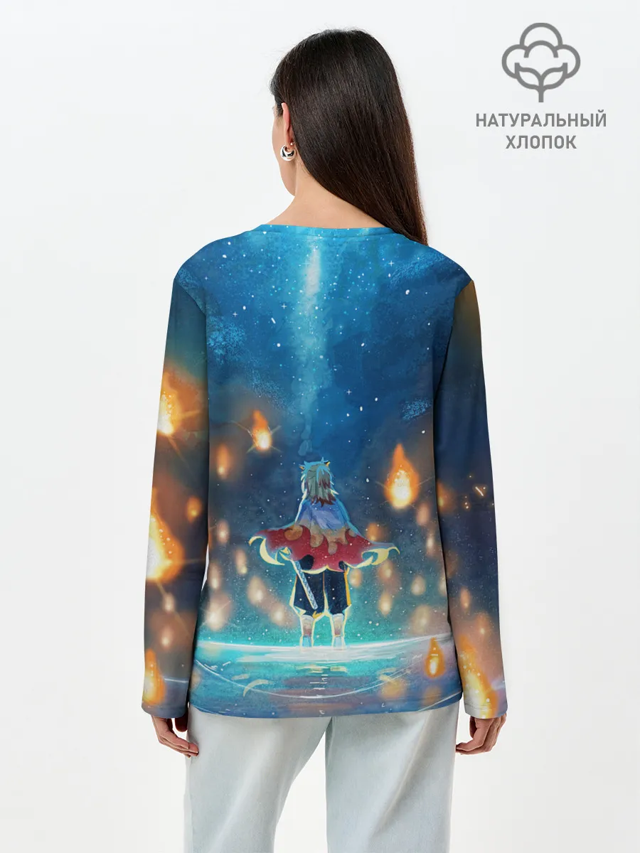 Лонгслив женский. Хлопок / Ренгоку Кёджуро Клинок демонов