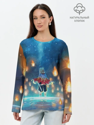 Лонгслив женский. Хлопок / Ренгоку Кёджуро Клинок демонов