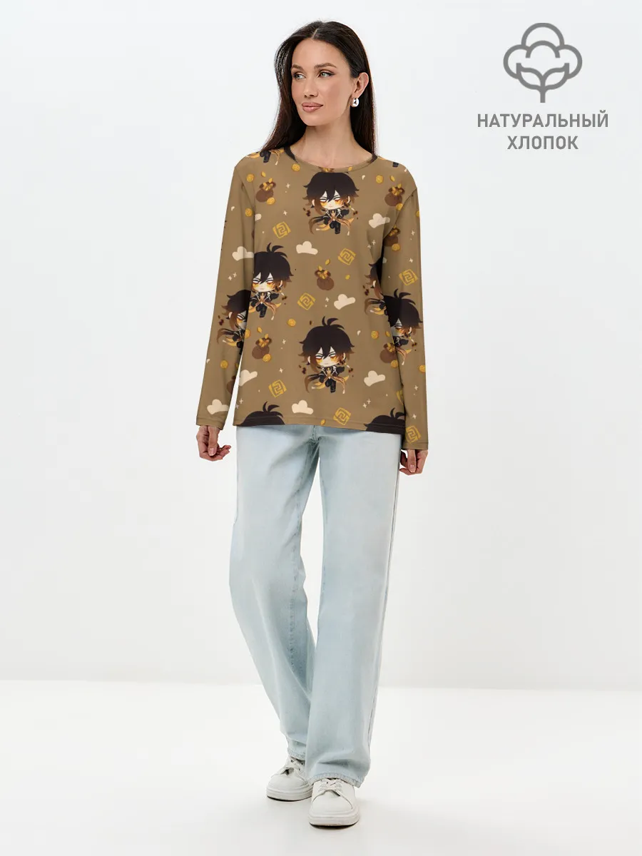 Лонгслив женский. Хлопок / Чиби Чжун Ли