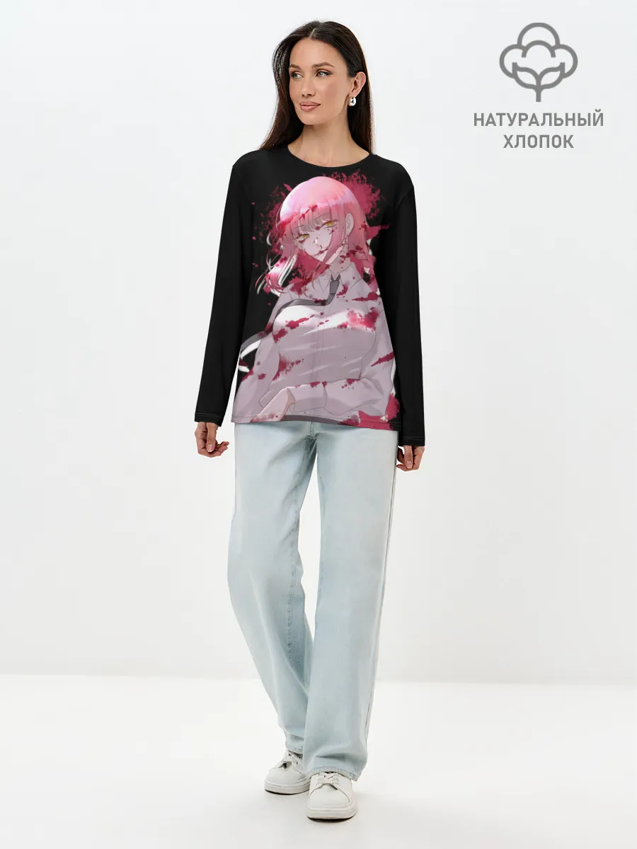 Лонгслив женский. Хлопок / Makima Chainsaw Man