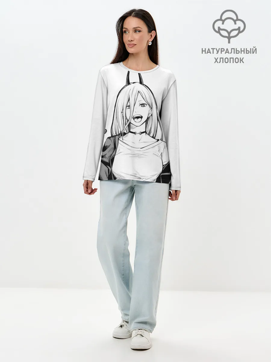 Лонгслив женский. Хлопок / Black and White Anime