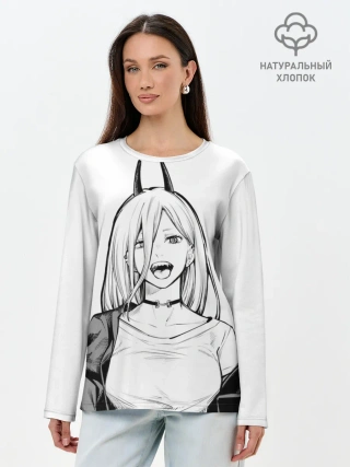 Лонгслив женский. Хлопок / Black and White Anime