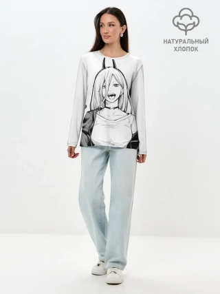 Лонгслив женский. Хлопок / Black and White Anime