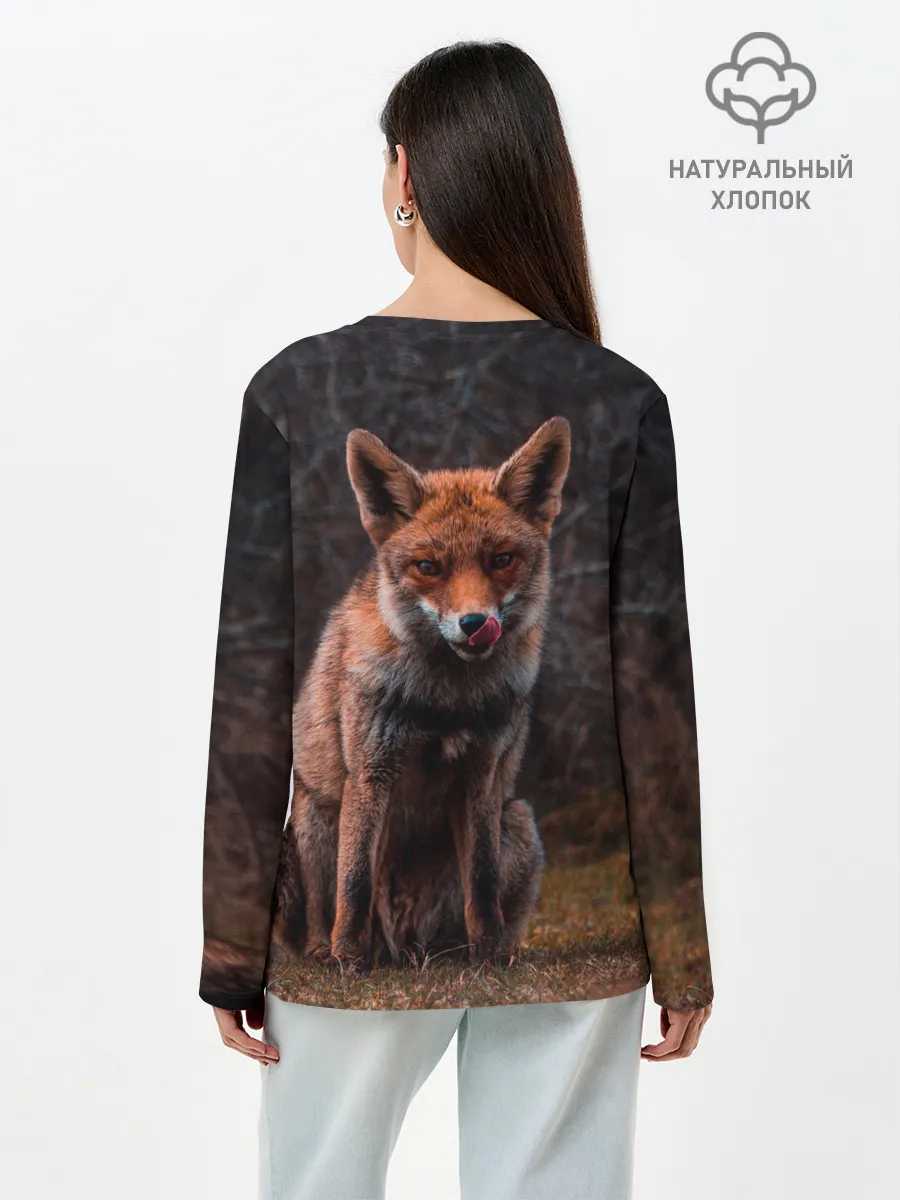 Лонгслив женский. Хлопок / Хищная лисица