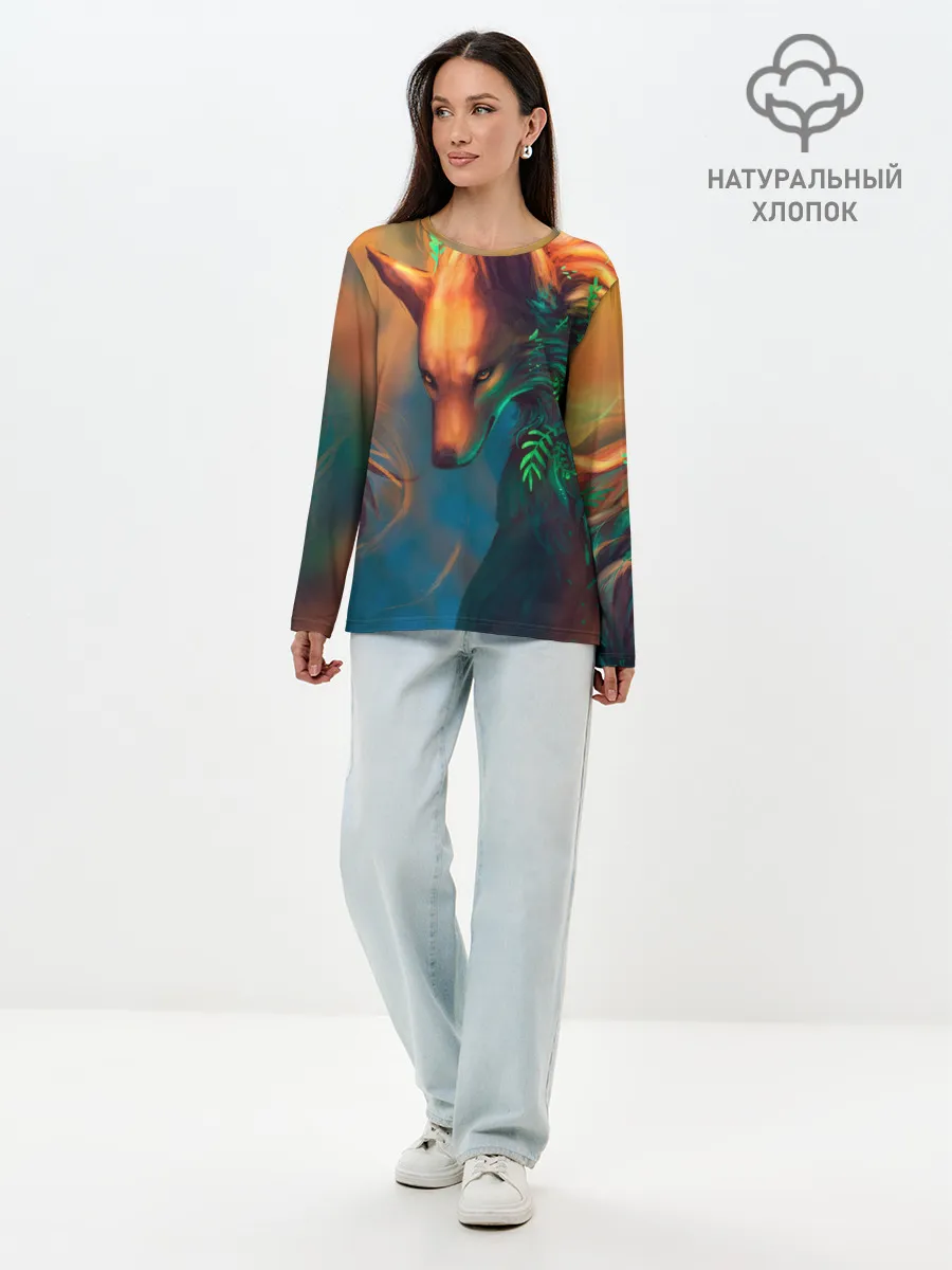 Лонгслив женский. Хлопок / Волшебная лиса