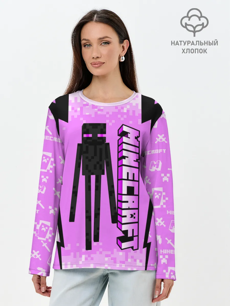 Лонгслив женский. Хлопок / Minecraft