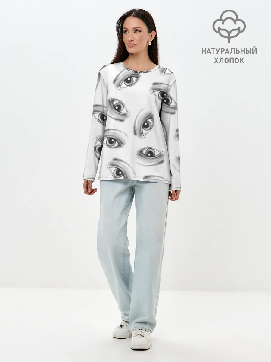 Лонгслив женский. Хлопок / глаза