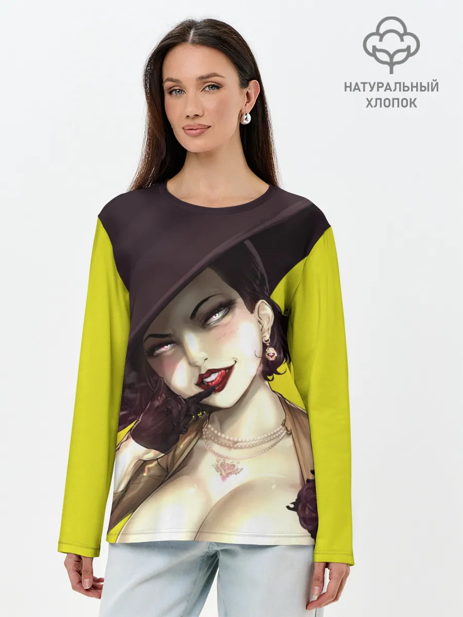 Лонгслив женский. Хлопок / РЕЗИДЕНТ ИВЕЛ ДЕРЕВНЯ