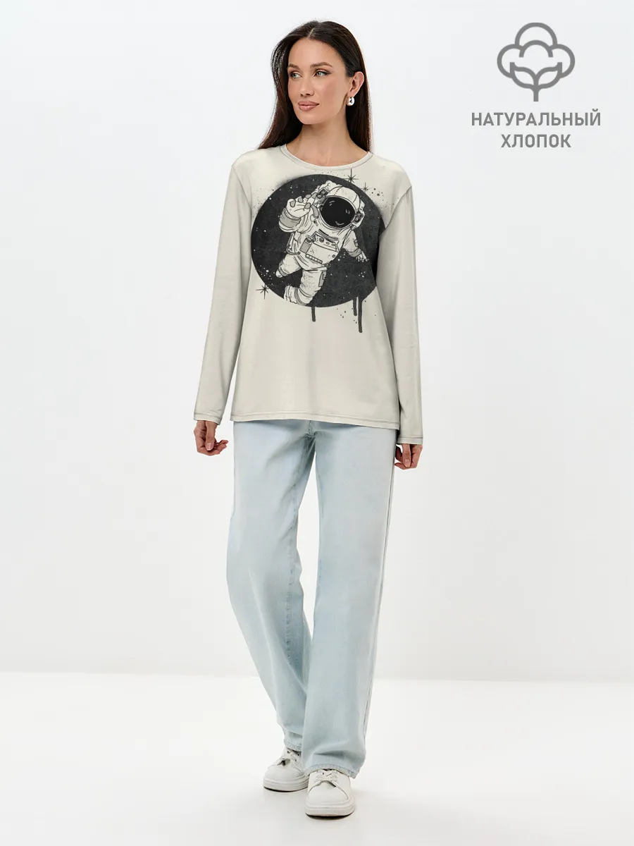 Лонгслив женский. Хлопок / Тёмный космос