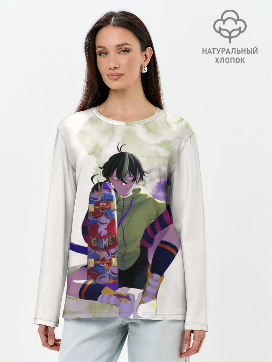 Лонгслив женский. Хлопок / SK8 the Infinity