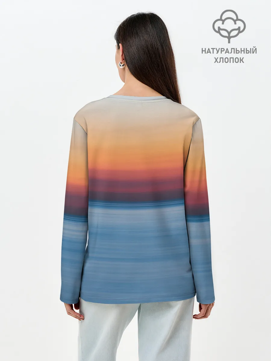 Лонгслив женский. Хлопок / Рассвет на берегу