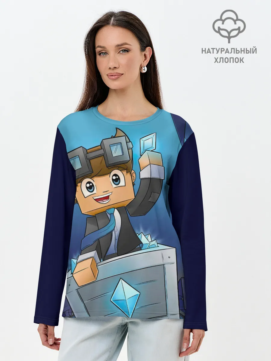 Лонгслив женский. Хлопок / Minecraft