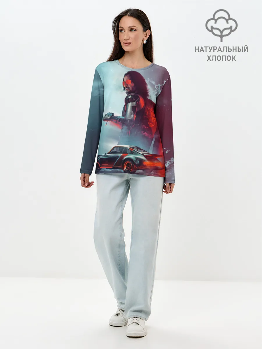 Лонгслив женский. Хлопок / Cyberpunk 2077 | Джонни и Порш