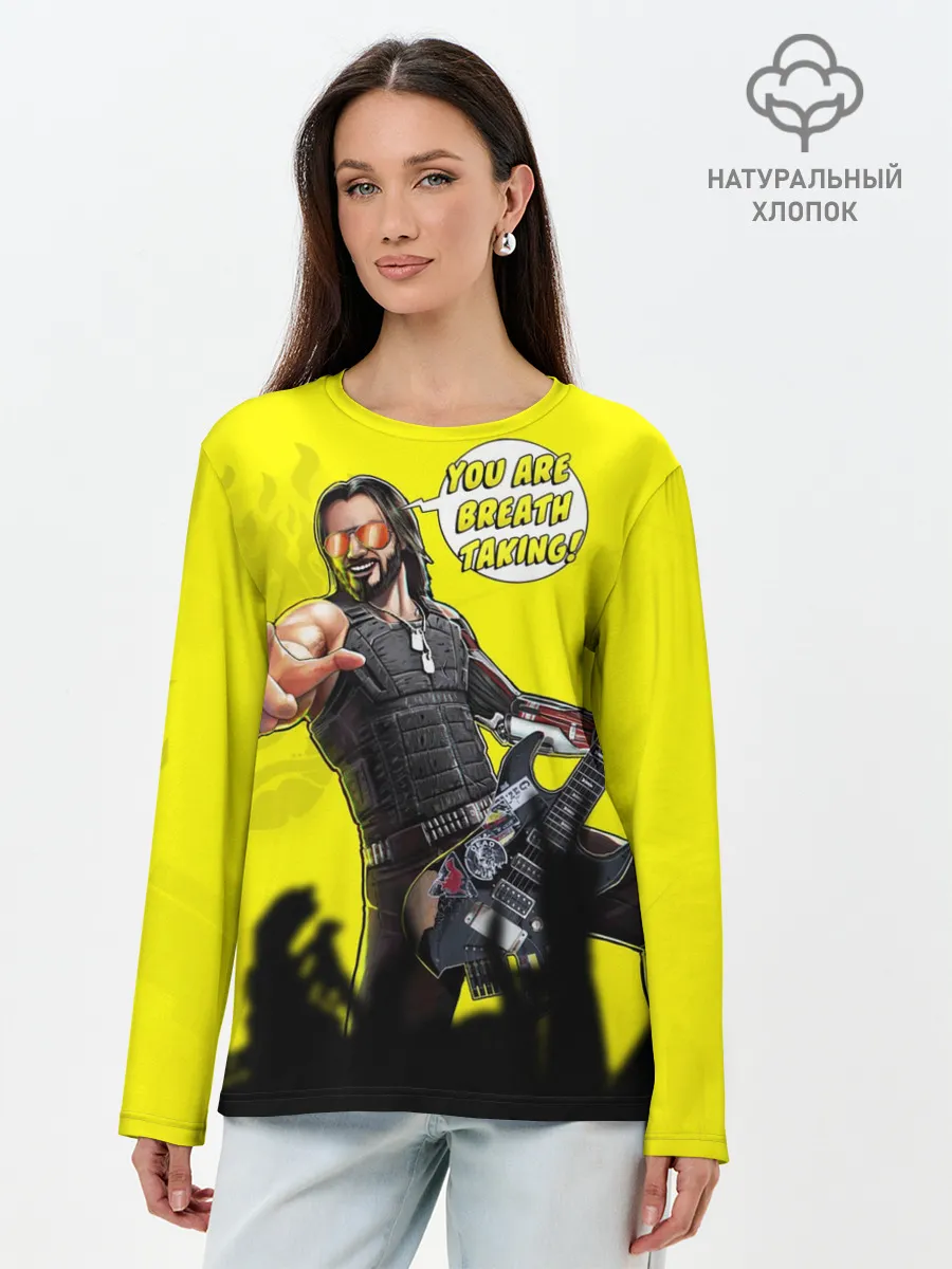 Лонгслив женский. Хлопок / Cyberpunk 2077 | Breathtaking