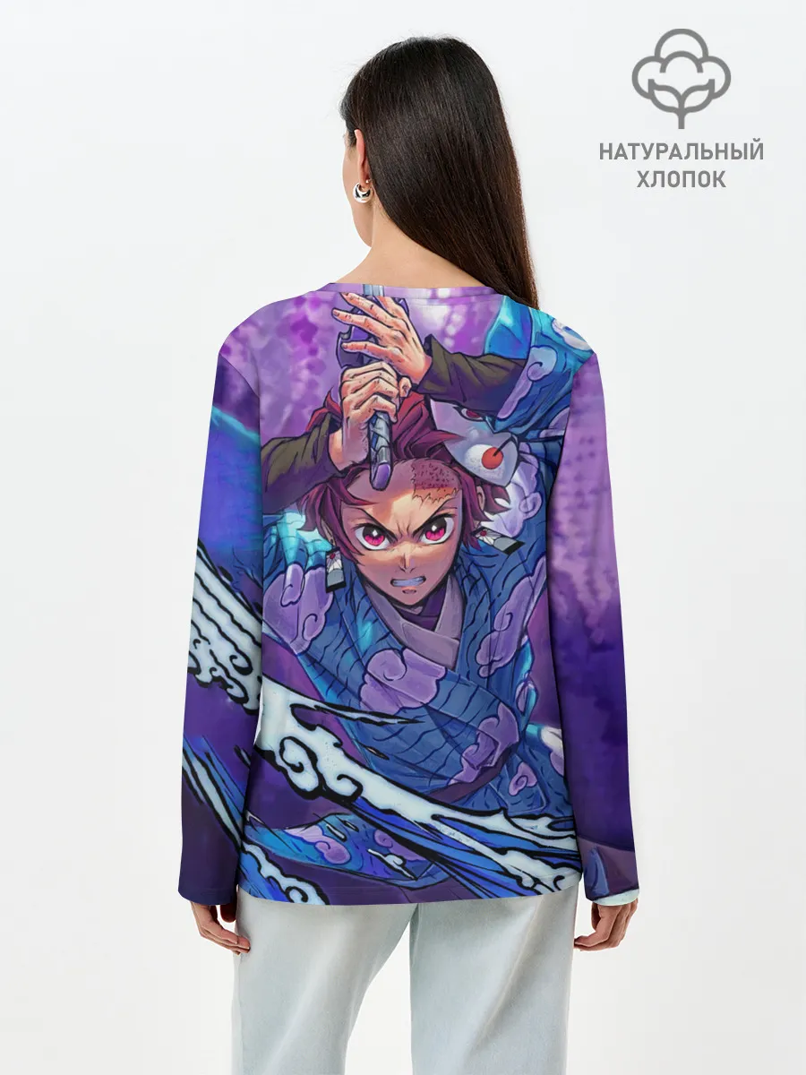 Лонгслив женский. Хлопок / Танджиро камадо Клинок Демонов