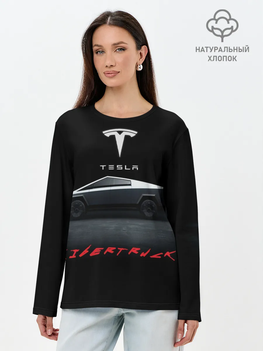 Лонгслив женский. Хлопок / TESLA kibertruck