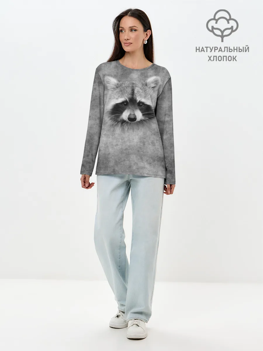 Лонгслив женский. Хлопок / Енот