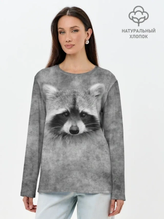 Лонгслив женский. Хлопок / Енот