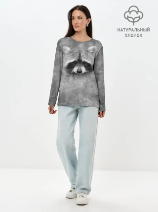 Лонгслив женский. Хлопок / Енот