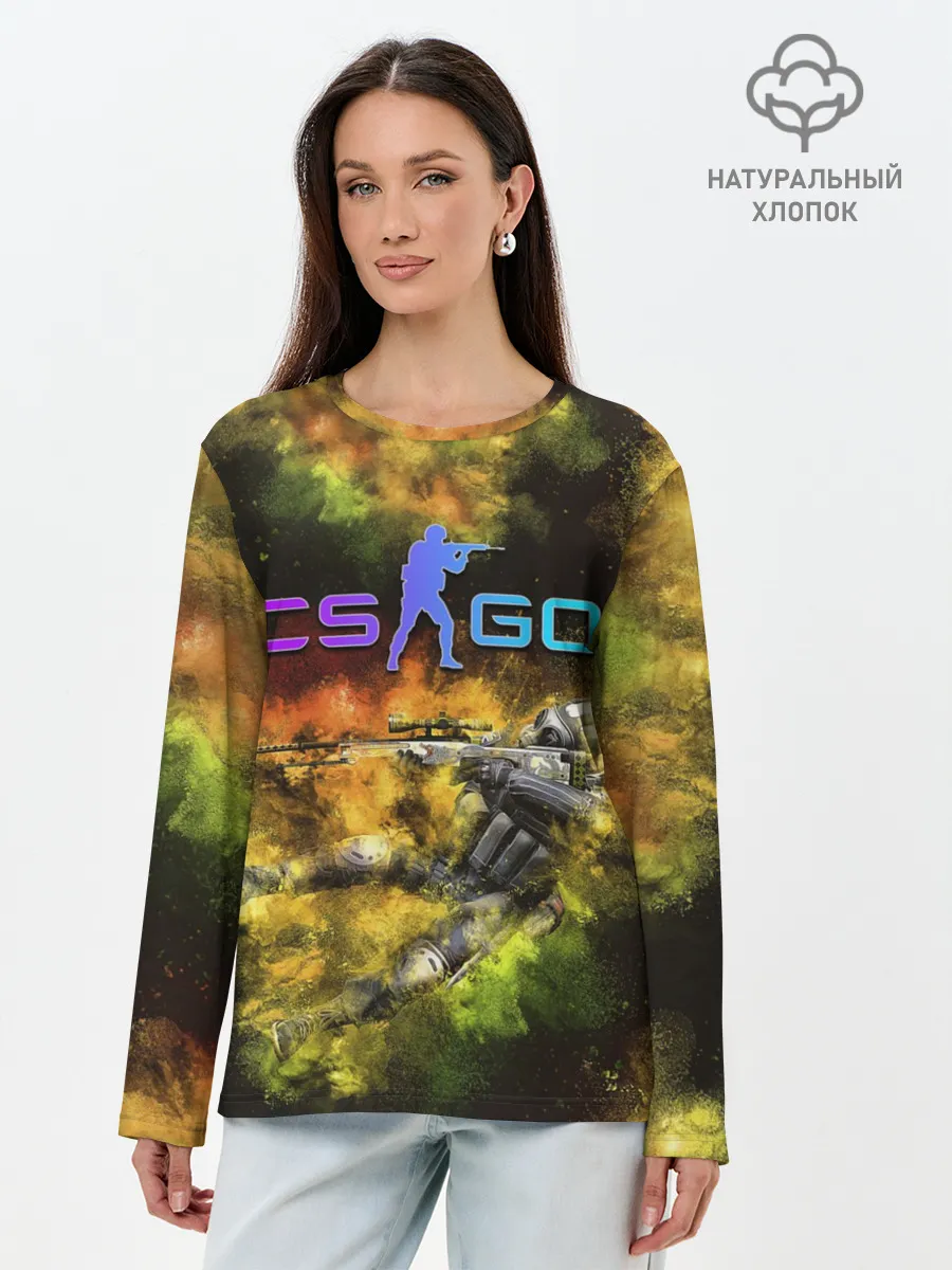 Лонгслив женский. Хлопок / CS GO Gold dust