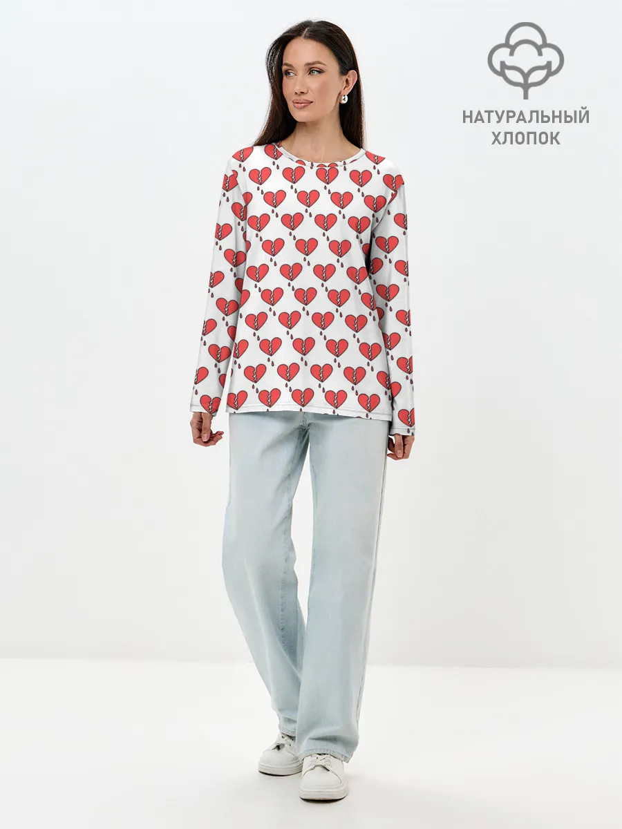 Лонгслив женский. Хлопок / Разбитое Сердце