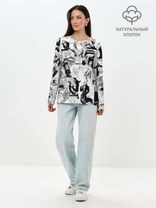 Лонгслив женский. Хлопок / 7 СМЕРТНЫХ ГРЕХОВ. Манга-паттерн