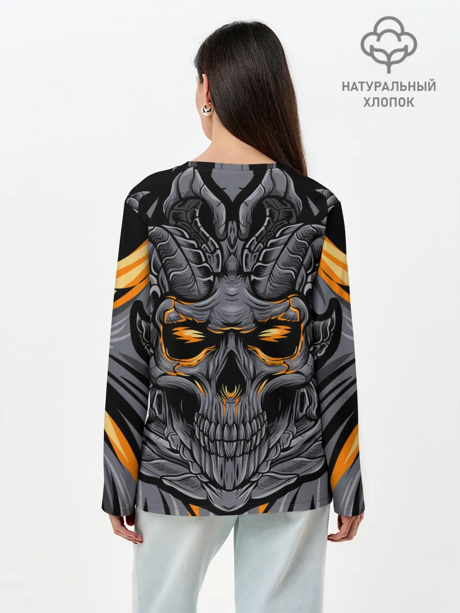 Лонгслив женский. Хлопок / Череп дьявола