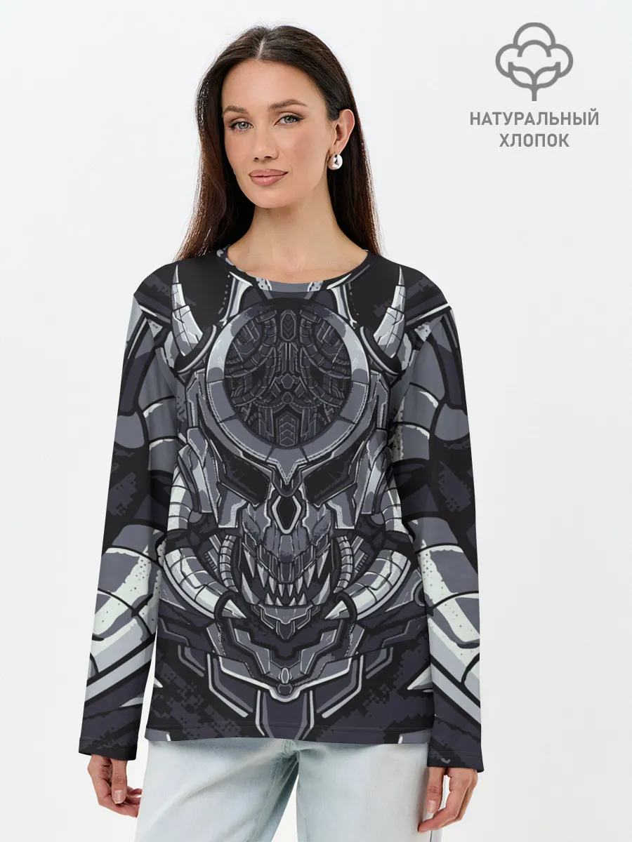 Лонгслив женский. Хлопок / Механический робот