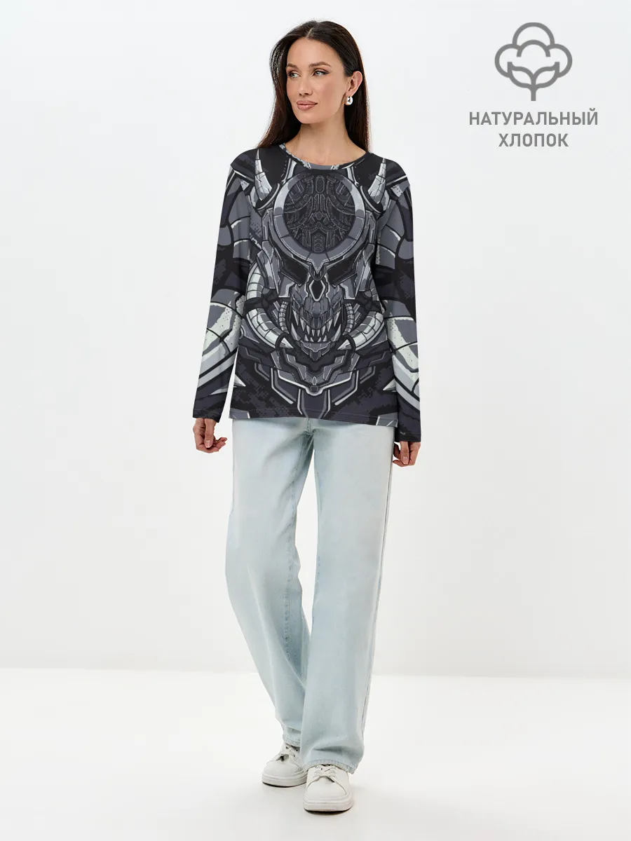 Лонгслив женский. Хлопок / Механический робот