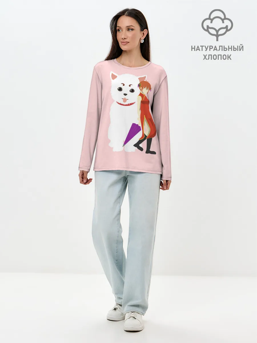 Лонгслив женский. Хлопок / Кот Гинтама