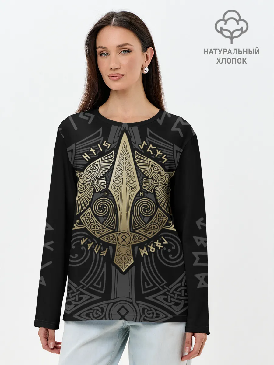 Лонгслив женский. Хлопок / Кельтские ястребы