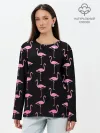 Лонгслив женский. Хлопок / Фламинго | Чёрная