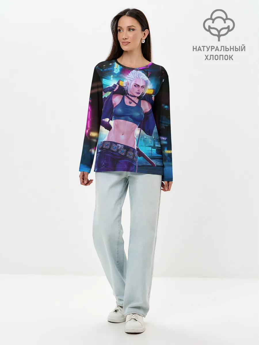 Лонгслив женский. Хлопок / Cyberpunk 2077 | Цири