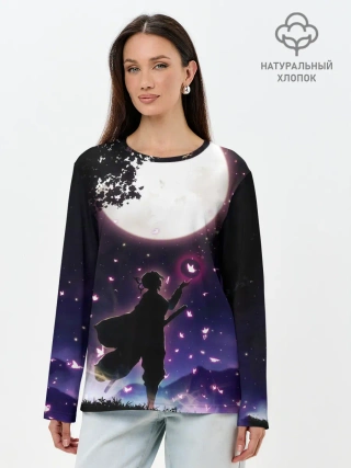 Лонгслив женский. Хлопок / Шинобу Кочо Клинок демонов