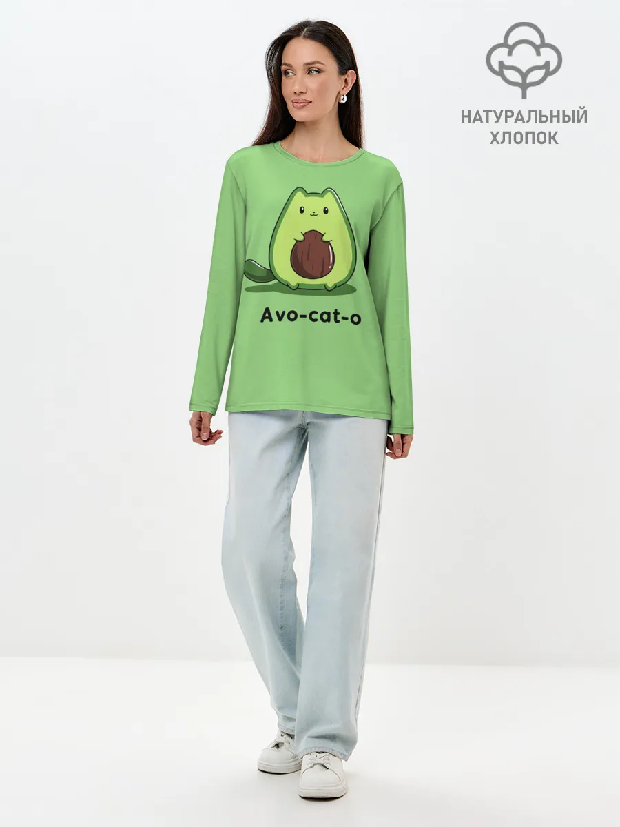 Лонгслив женский. Хлопок / Avo - cat - o