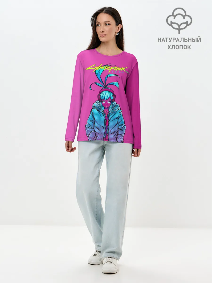 Лонгслив женский. Хлопок / Cyberpunk 2077