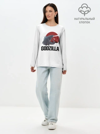 Лонгслив женский. Хлопок / Годзилла