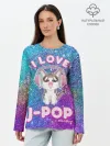 Лонгслив женский. Хлопок / I Love Cat Pop
