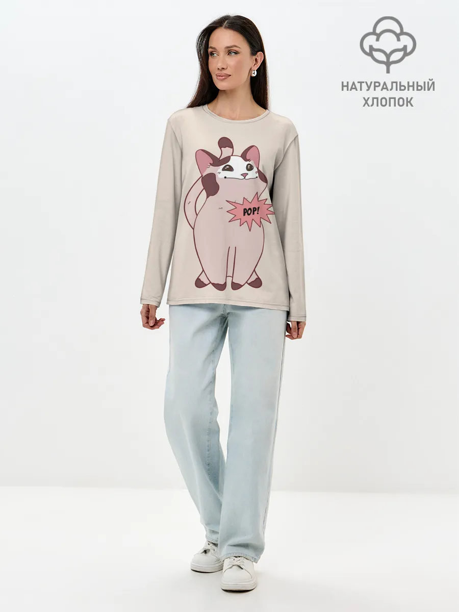 Лонгслив женский. Хлопок / Pop Cat