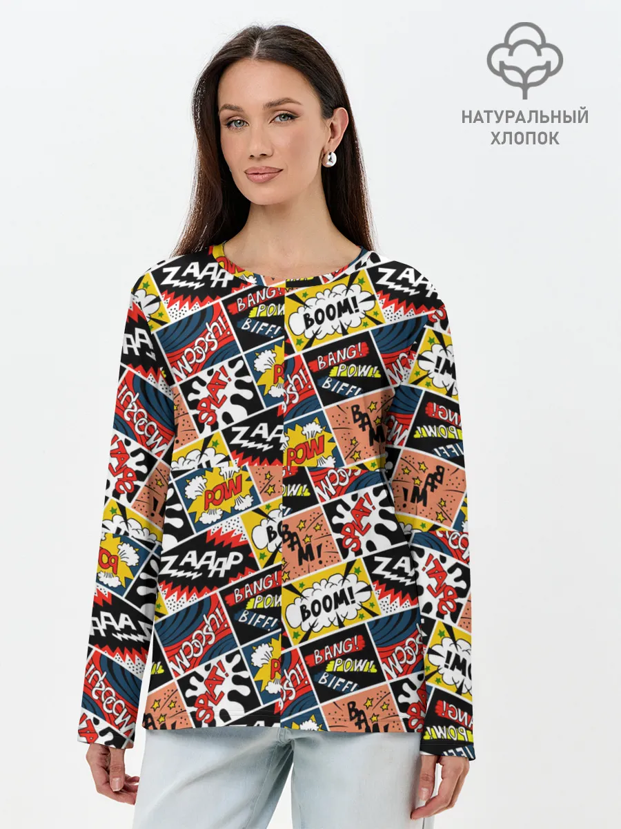 Лонгслив женский. Хлопок / Взрывы