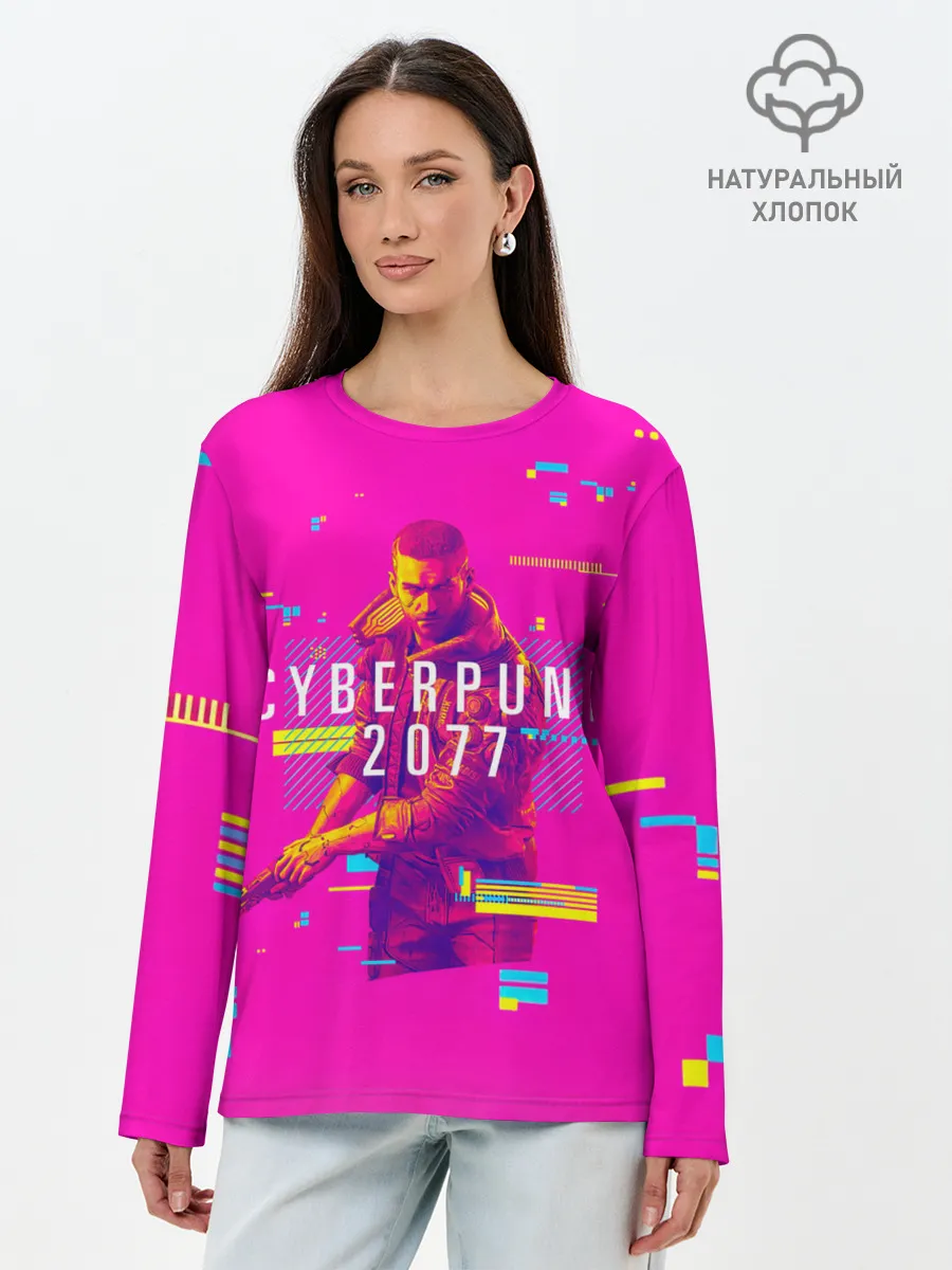 Лонгслив женский. Хлопок / Cyberpunk 2077