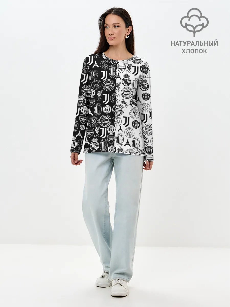 Лонгслив женский. Хлопок / ЛОГОТИПЫ ФУТБОЛЬНЫХ КОМАНД