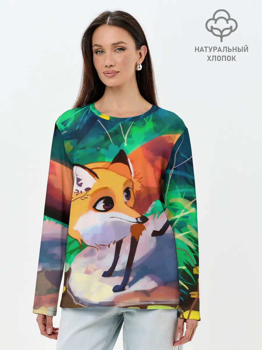 Лонгслив женский. Хлопок / Лисичка