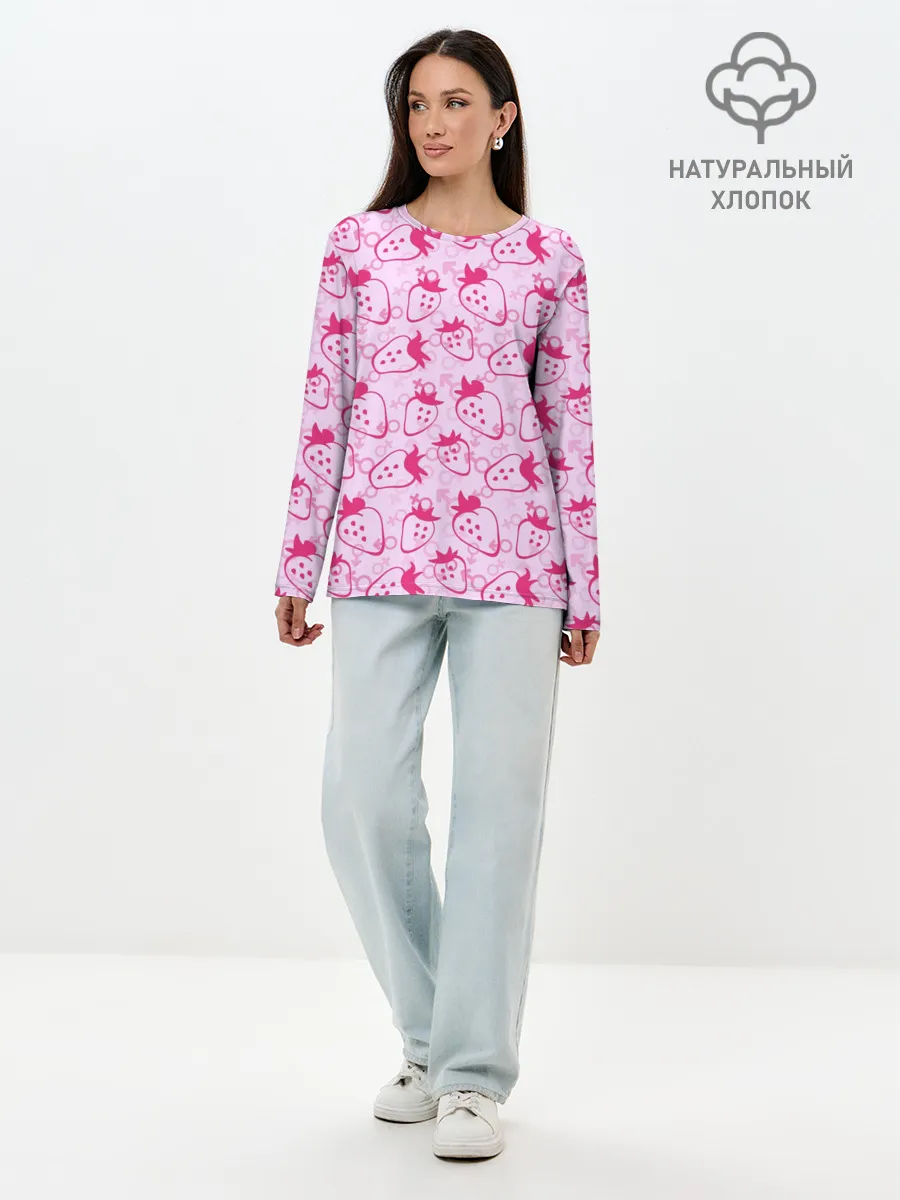 Лонгслив женский. Хлопок / Sexy Клубничка